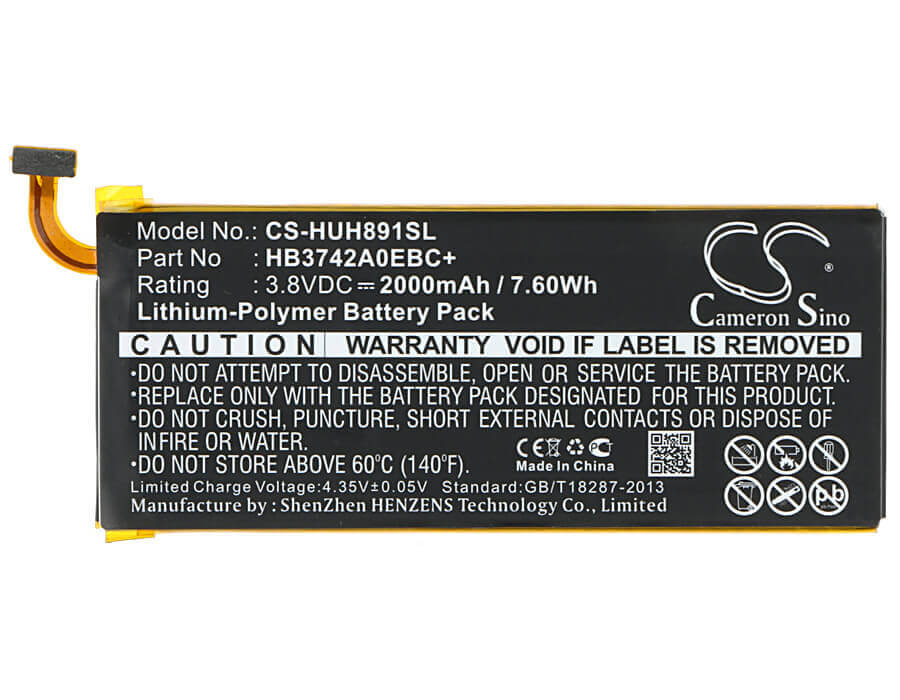 Battery For Huawei H891l, Pronto, Ascend Snapto 3.8v, 2000mah - 7.60wh Batteries for Electronics Cameron Sino Technology Limited   