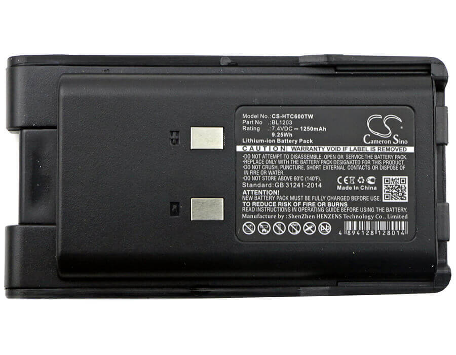 Battery For Hyt Tc600, Tc-600 7.4v, 1250mah - 9.25wh Two-Way Radio Cameron Sino Technology Limited   