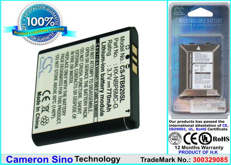 Battery For I-blue, 820, 821 3.7v, 770mah - 2.85wh GPS, Navigator Cameron Sino Technology Limited   