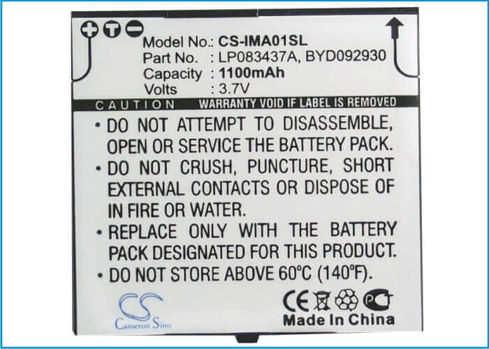 Battery For I-mate Spl 3.7v, 1100mah - 4.07wh Mobile, SmartPhone Cameron Sino Technology Limited   