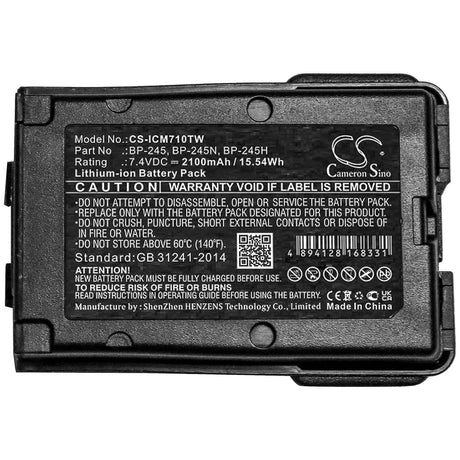 Battery For Icom, Ic-m71, Ic-m72, Ic-m73 7.4v, 2100mah - 15.54wh Two-Way Radio Cameron Sino Technology Limited   