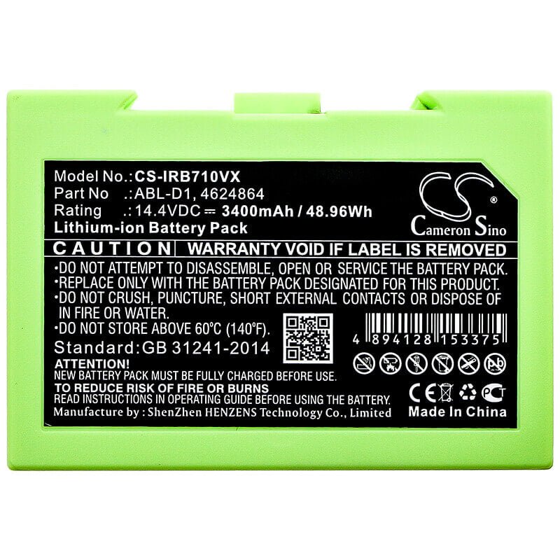 Battery For Irobot, 7150, Roomba 5150, Roomba 7550 14.4v, 3400mah - 48.96wh Batteries for Electronics Cameron Sino Technology Limited   
