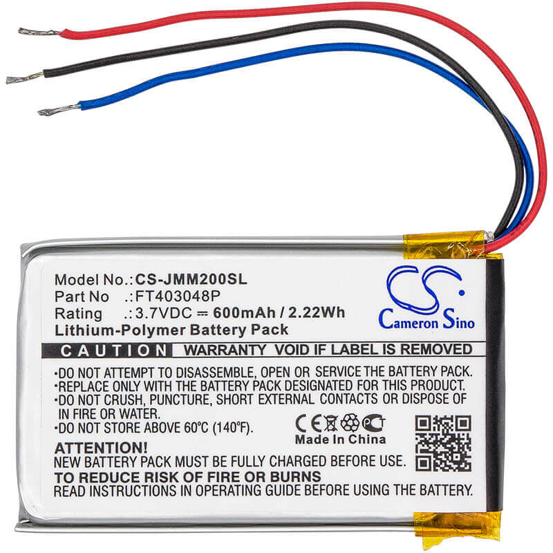 Battery For Jbl, Micro 2, Micro Ii, 3.7v, 600mah - 2.22wh Batteries for Electronics Cameron Sino Technology Limited   