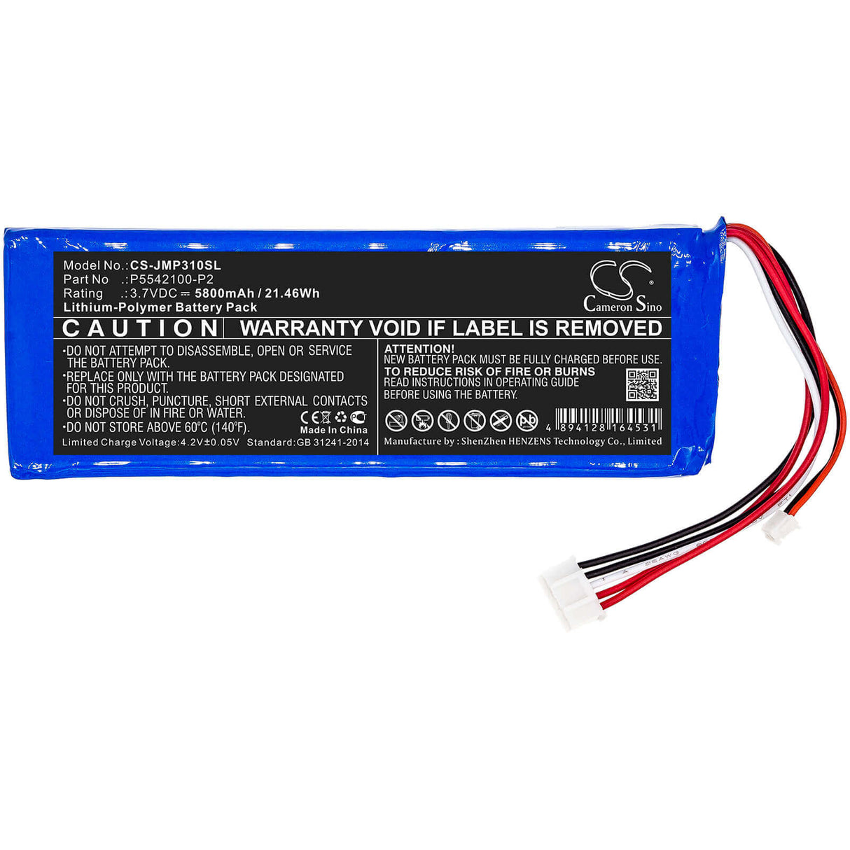 Battery For Jbl, Pulse 3 Version 2 3.7v, 5800mah - 21.46wh Batteries for Electronics Cameron Sino Technology Limited   