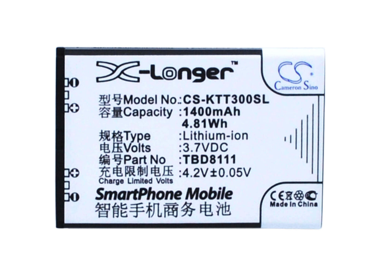 Battery For K-touch E339, E359, W366 3.7v, 1400mah - 5.18wh Mobile, SmartPhone Cameron Sino Technology Limited   