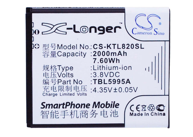 Battery For K-touch L820, L820c 3.8v, 2000mah - 7.60wh Mobile, SmartPhone Cameron Sino Technology Limited   