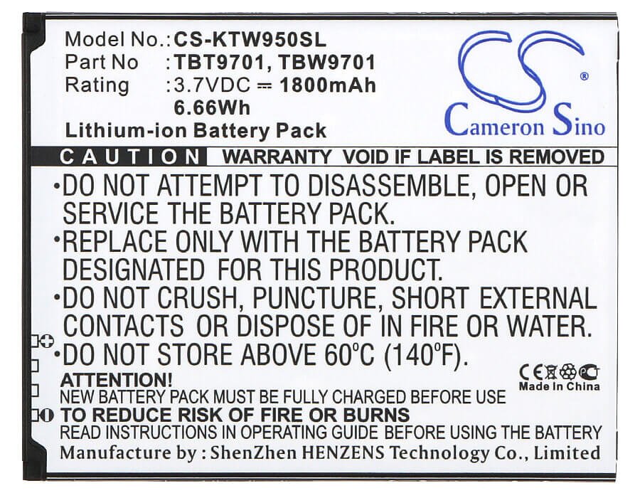 Battery For K-touch S5, S5t, T810 3.7v, 1800mah - 6.66wh Mobile, SmartPhone Cameron Sino Technology Limited   