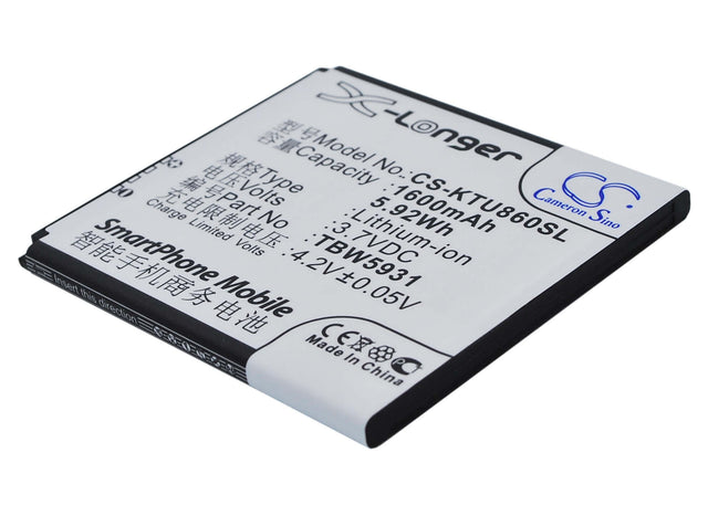 Battery For K-touch U86, E616 3.7v, 1600mah - 5.92wh Mobile, SmartPhone Cameron Sino Technology Limited   