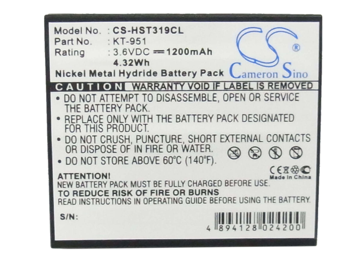 Battery For Kathrein, Kt951 3.6v, 1200mah - 4.32wh Cordless Phone Cameron Sino Technology Limited (Cordless Phone)   