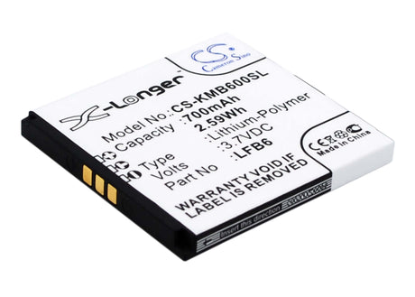 Battery For Kazam Life B6 3.7v, 700mah - 2.59wh Mobile, SmartPhone Cameron Sino Technology Limited   