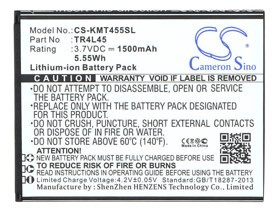 Battery For Kazam Trooper 445l 3.7v, 1500mah - 5.55wh Mobile, SmartPhone Cameron Sino Technology Limited   