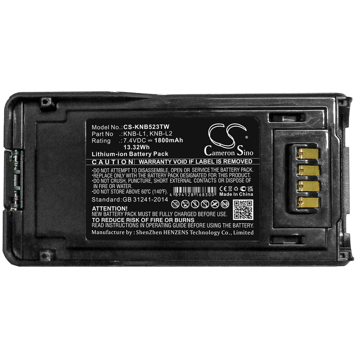 Battery For Kenwood, Nx-5000, Nx-5200, Nx-5300 7.4v, 1800mah - 13.32wh Two-Way Radio Cameron Sino Technology Limited   