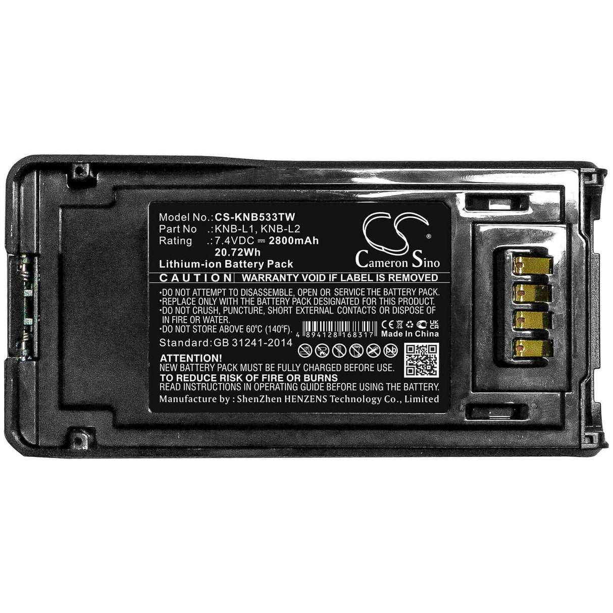 Battery For Kenwood, Nx-5000, Nx-5200, Nx-5300 7.4v, 2800mah - 20.72wh Two-Way Radio Cameron Sino Technology Limited   