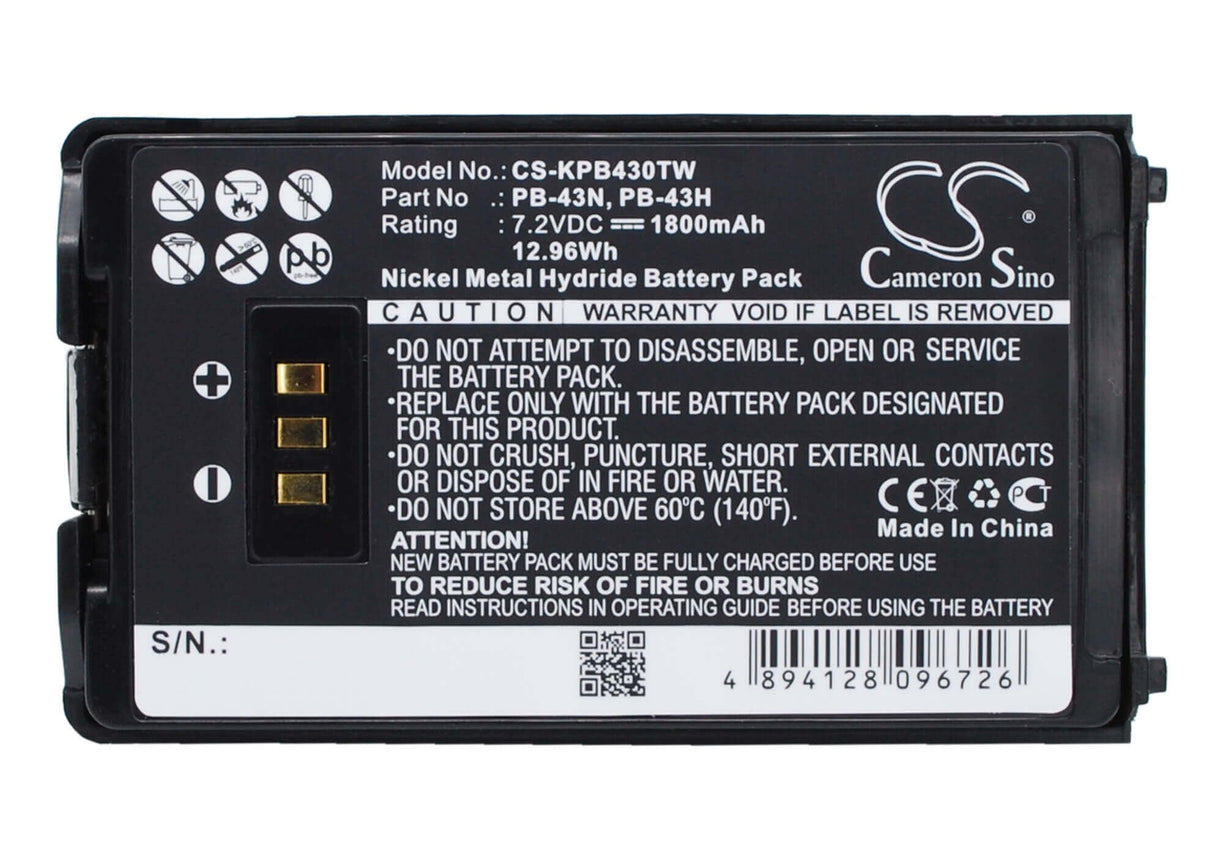 Battery For Kenwood Th-k2at, Th-k4at, Th-k2e 7.2v, 1800mah - 12.96wh Two-Way Radio Cameron Sino Technology Limited   