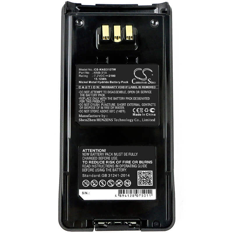 Battery For Kenwood Tk-2180, Tk-5210, Tk-5210g 7.2v, 2100mah - 15.12wh Two-Way Radio Cameron Sino Technology Limited   