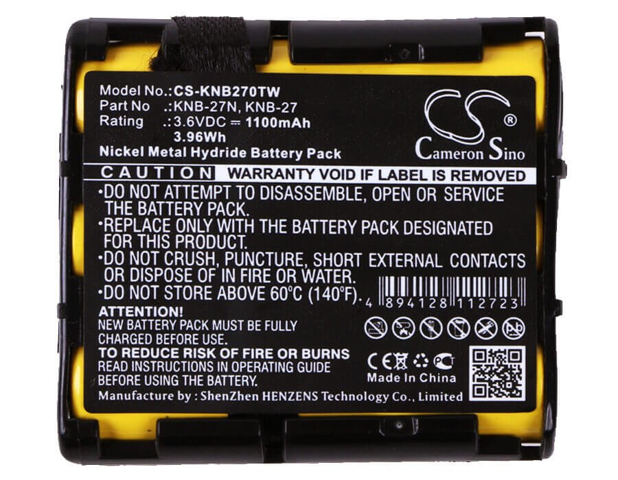 Battery For Kenwood Tk-3130, Tk-3131 3.6v, 1100mah - 3.96wh Two-Way Radio Cameron Sino Technology Limited   