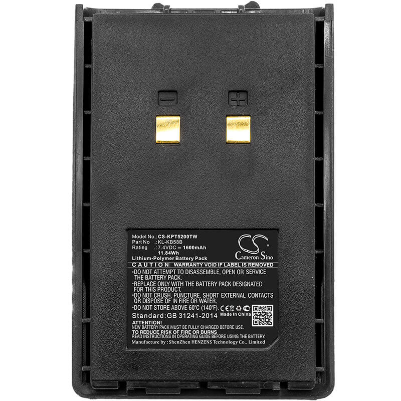 Battery For Kirisun, Pt4200, Pt-4200, Pt5200 7.4v, 1600mah - 11.84wh Two-Way Radio Cameron Sino Technology Limited   