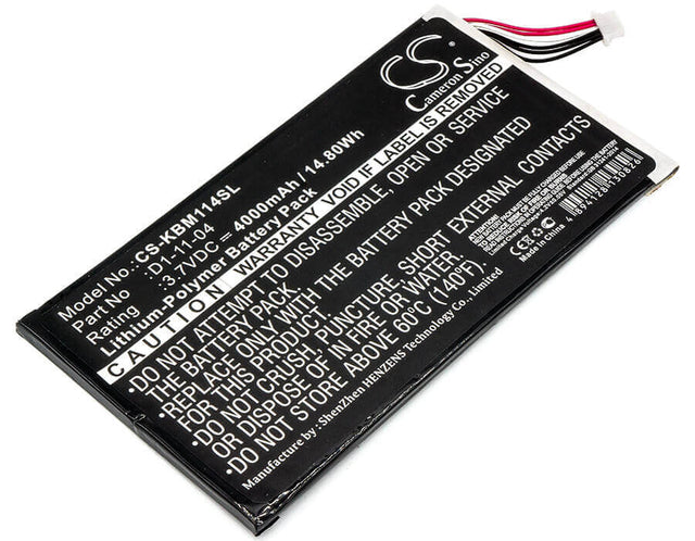 Battery For Kobo, K080-kdn-b, Vox, D1-11-04 3.7v, 4000mah - 14.80wh E-book, E-reader Cameron Sino Technology Limited   