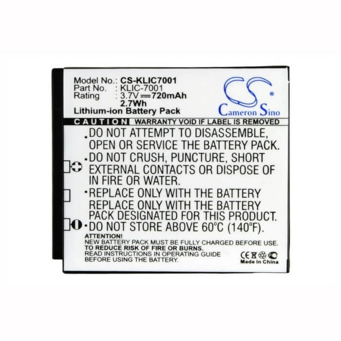 Battery For Kodak Easyshare M1063, Easyshare M1073 3.7v, 720mah - 2.66wh Camera Cameron Sino Technology Limited   