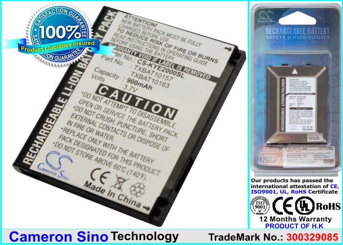 Battery For Kyocera, E2000, E2000 Tempo 3.7v, 900mah - 3.33wh Batteries for Electronics Cameron Sino Technology Limited   