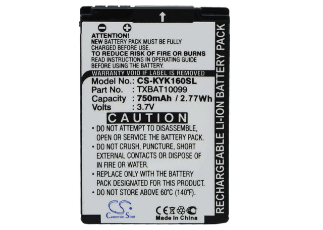 Battery For Kyocera Kx13, Kx16, Kx160 3.7v, 750mah - 2.78wh Mobile, SmartPhone Cameron Sino Technology Limited   