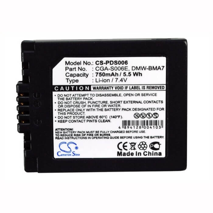 Battery For Leica V-lux1, Panasonic, Lumix Dmc-fz18, 7.4v, 750mah - 5.55wh Batteries for Electronics Cameron Sino Technology Limited   