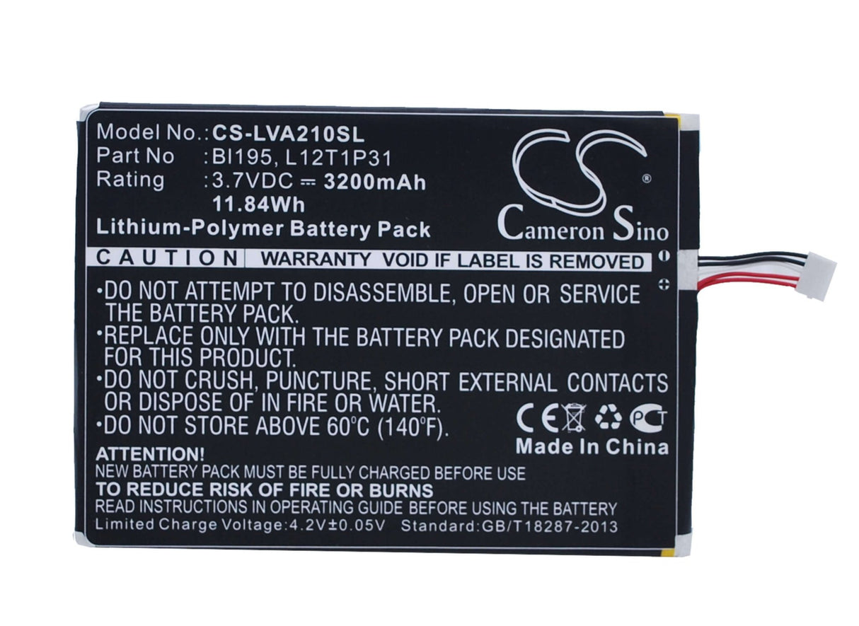 Battery For Lenovo A2107, A2207, A2 3.7v, 3200mah - 11.84wh Tablet Cameron Sino Technology Limited   