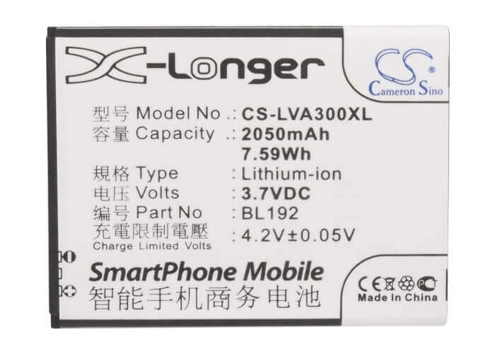 Battery For Lenovo A300, A590, A750 3.7v, 2050mah - 7.59wh Mobile, SmartPhone Cameron Sino Technology Limited   