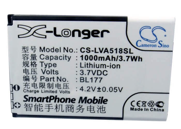 Battery For Lenovo A518 3.7v, 1000mah - 3.70wh Mobile, SmartPhone Cameron Sino Technology Limited   