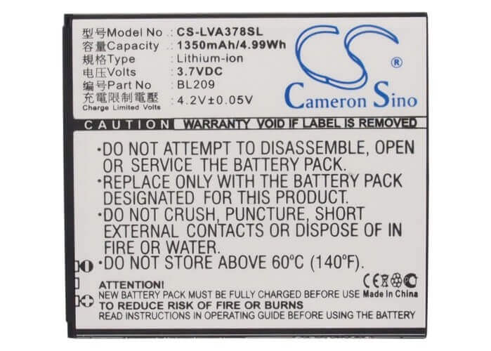 Battery For Lenovo A706, A820e, A516 3.7v, 1350mah - 5.00wh Mobile, SmartPhone Cameron Sino Technology Limited   