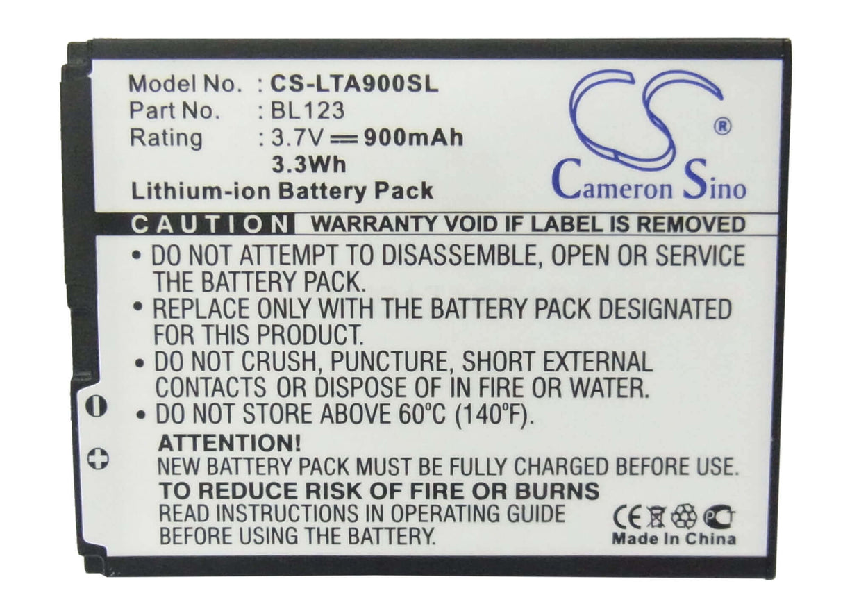 Battery For Lenovo A900 3.7v, 900mah - 3.33wh Mobile, SmartPhone Cameron Sino Technology Limited   