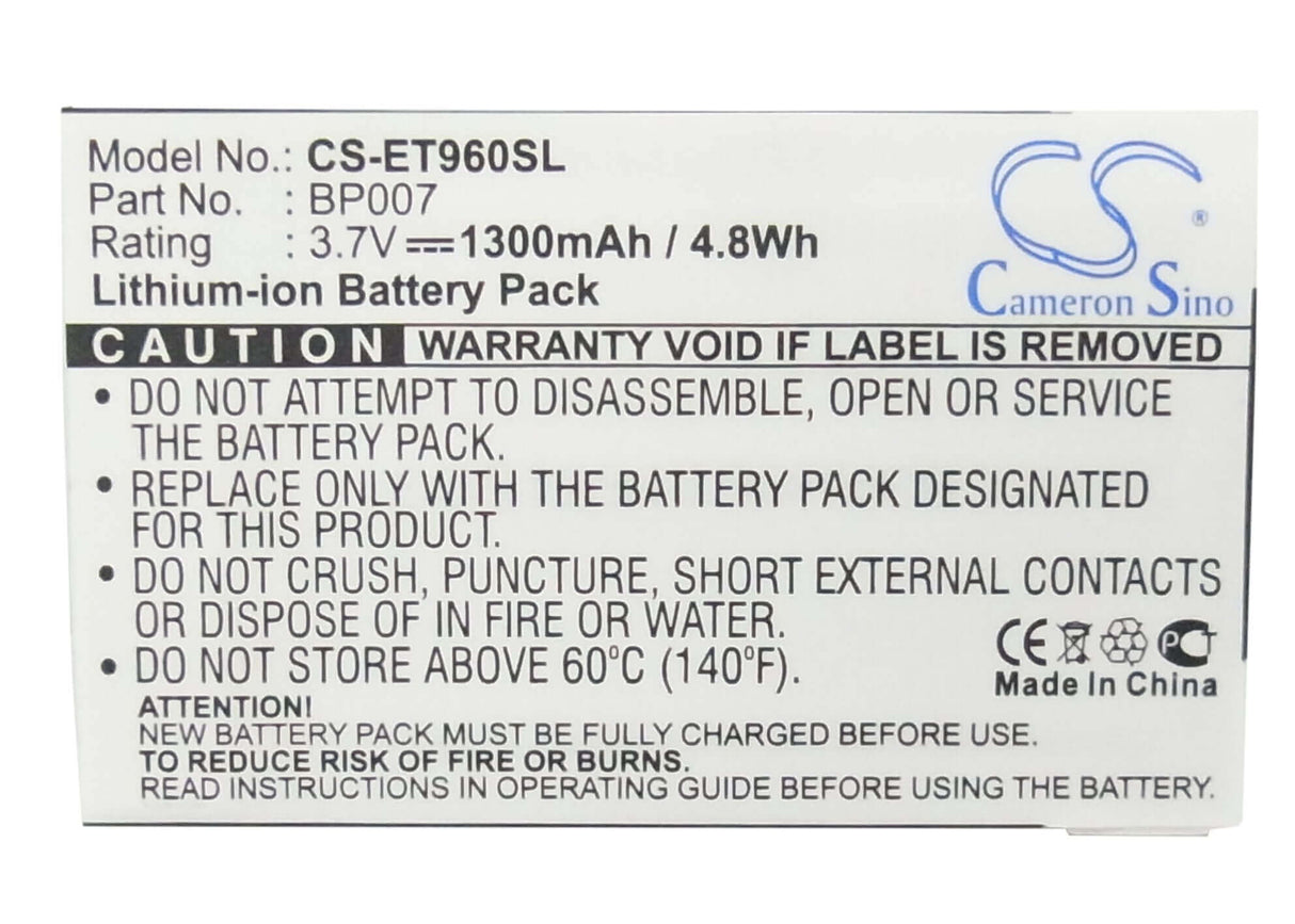 Battery For Lenovo Et960 3.7v, 1300mah - 4.81wh Mobile, SmartPhone Cameron Sino Technology Limited   