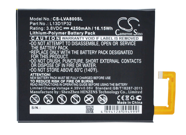 Battery For Lenovo Ideapad A8, Ideapad A8-50, Ideapad A5500 3.8v, 4250mah - 16.15wh Tablet Cameron Sino Technology Limited   