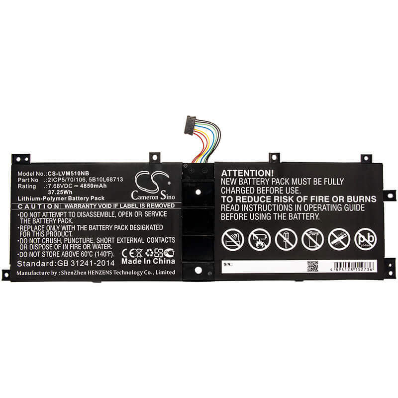 Battery For Lenovo, Ideapad Miix 510 12isk, Ideapad Miix 510-12ikb, Ideapad Miix 510-12ikb-80xe 7.68v, 4850mah - 37.25wh Batteries for Electronics Cameron Sino Technology Limited   