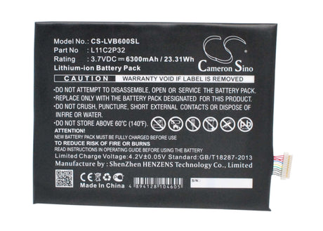 Battery For Lenovo Ideapad S6000, Ideapad S6000f, Ideapad S6000l 3.7v, 6300mah - 23.31wh Tablet Cameron Sino Technology Limited   