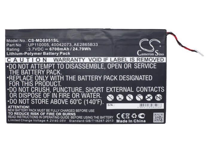 Battery For Lenovo, Ideatab S2109a, Ideatab S2109a-f, Medion 3.7v, 6700mah - 24.79wh Tablet Cameron Sino Technology Limited (Suspended)   