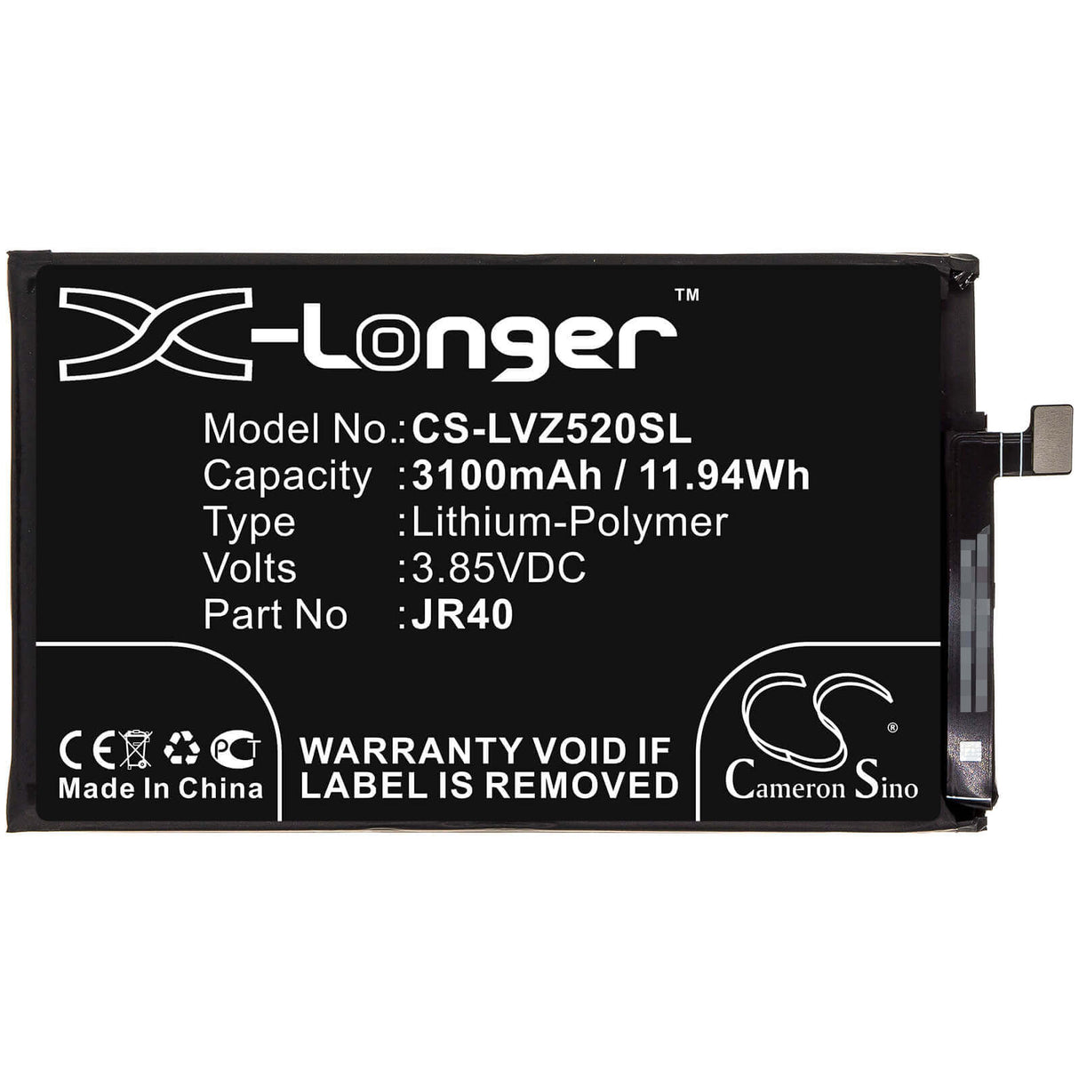 Battery For Lenovo, L78031, L78032, Z5 Pro 3.85v, 3100mah - 11.94wh Mobile, SmartPhone Cameron Sino Technology Limited   