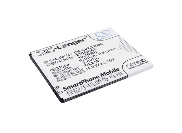 Battery For Lenovo Lemon 3, Lemon 3 Dual Sim Td-lte, K32c36 3.8v, 2700mah - 10.26wh Mobile, SmartPhone Cameron Sino Technology Limited   