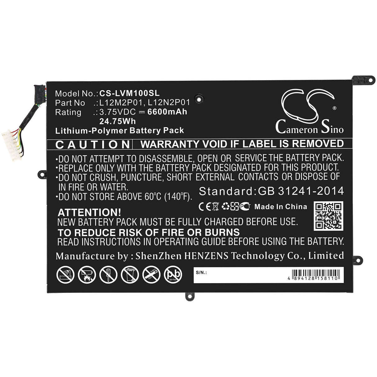 Battery For Lenovo, Miix 10, Thinkpad Tablet 2 3679 - 10.1, Z2760 3.75v, 6600mah - 24.75wh Tablet Cameron Sino Technology Limited   