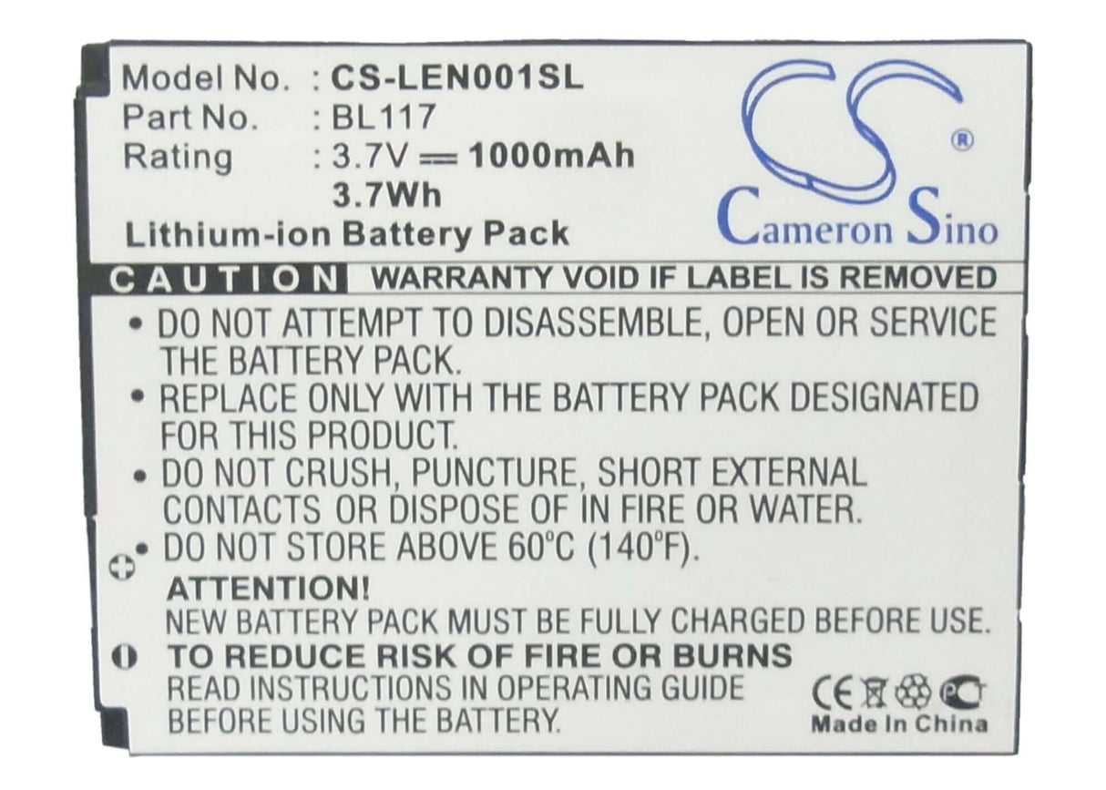 Battery For Lenovo O1 3.7v, 1000mah - 3.70wh Mobile, SmartPhone Cameron Sino Technology Limited   