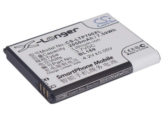 Battery For Lenovo P70, S560, A789 3.7v, 2050mah - 7.59wh Mobile, SmartPhone Cameron Sino Technology Limited   