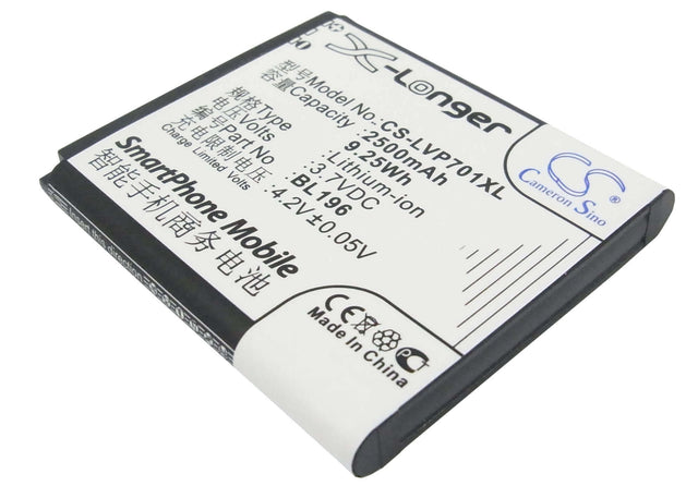 Battery For Lenovo P700, P700i 3.7v, 2500mah - 9.25wh Mobile, SmartPhone Cameron Sino Technology Limited   