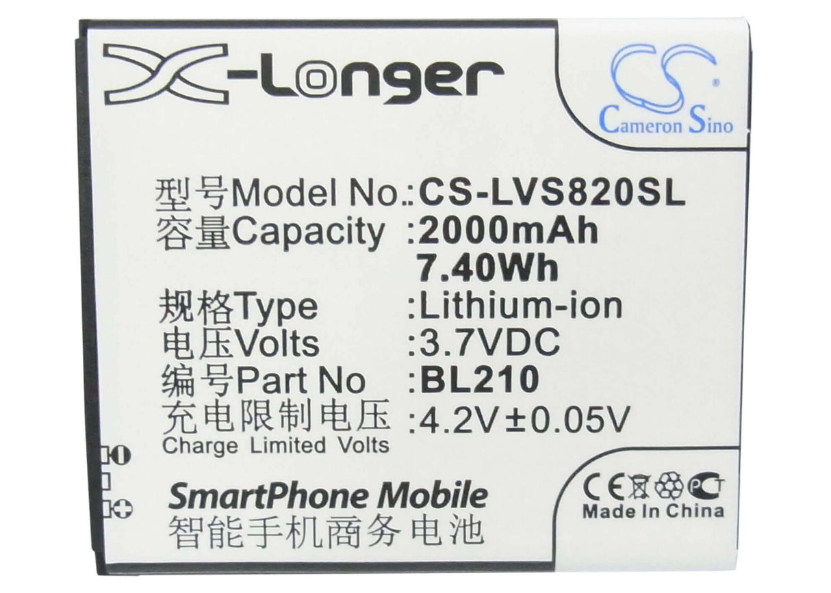 Battery For Lenovo S820, S820e, A750e 3.7v, 2000mah - 7.40wh Mobile, SmartPhone Cameron Sino Technology Limited   