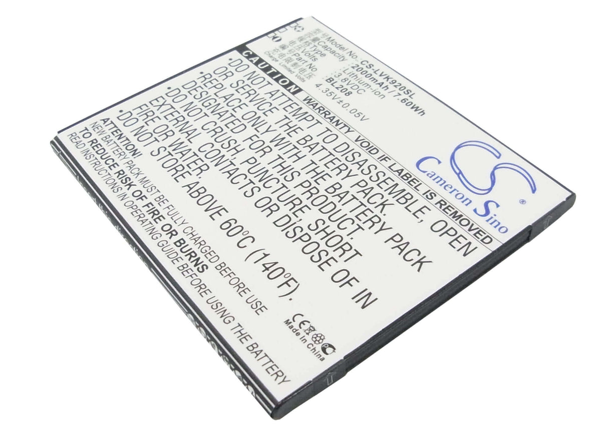 Battery For Lenovo S920 3.8v, 2000mah - 7.60wh Mobile, SmartPhone Cameron Sino Technology Limited   