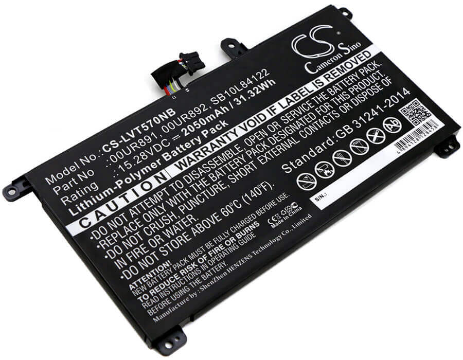 Battery For Lenovo, T570, Thinkpad T570, Thinkpad T570 20h9003 15.28v, 2050mah - 31.32wh Notebook, Laptop Cameron Sino Technology Limited   