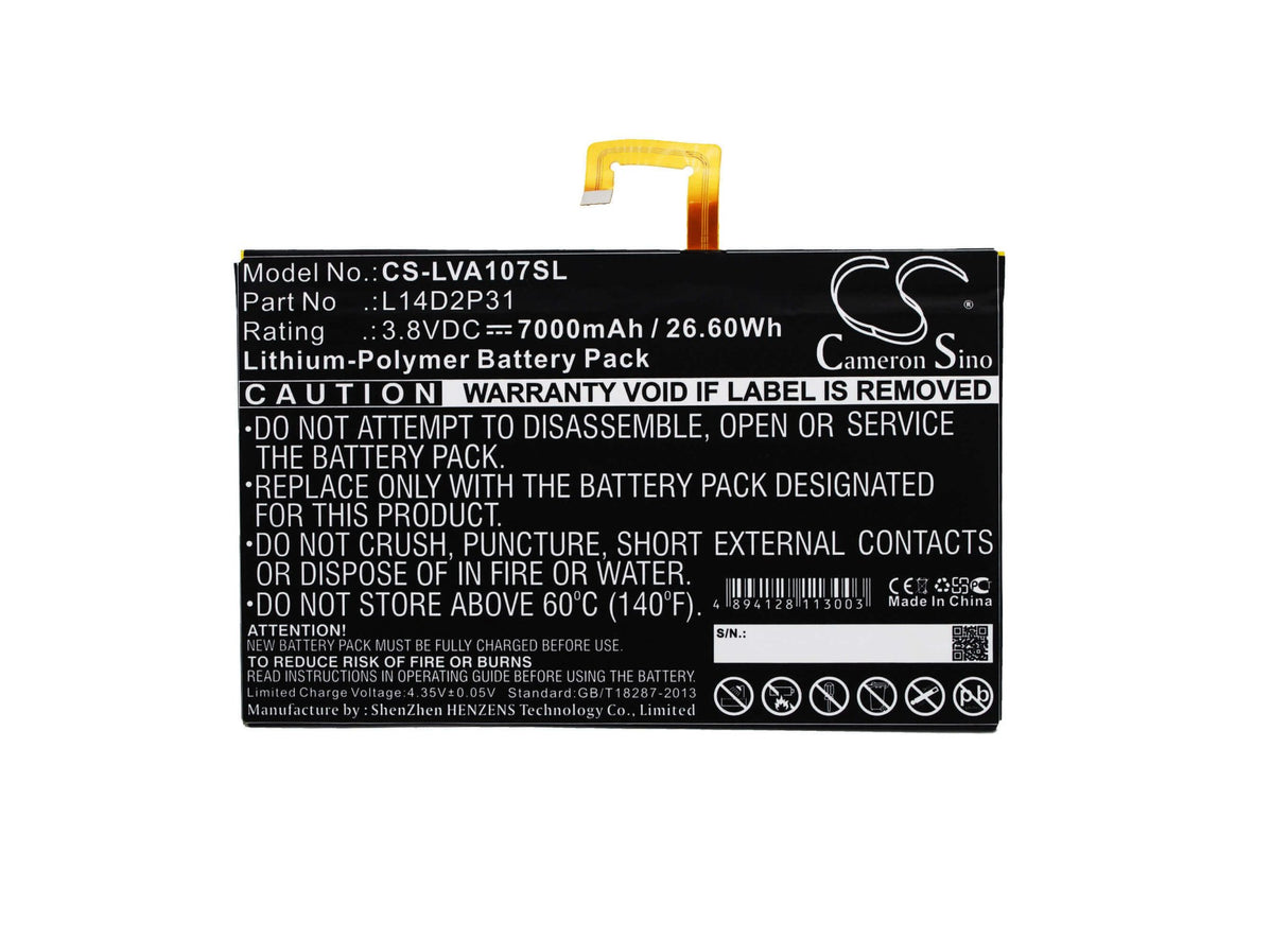 Battery For Lenovo Tab 2 A10-70, Tab 2 A10-70f, A10-70 3.8v, 7000mah - 26.60wh Tablet Cameron Sino Technology Limited   