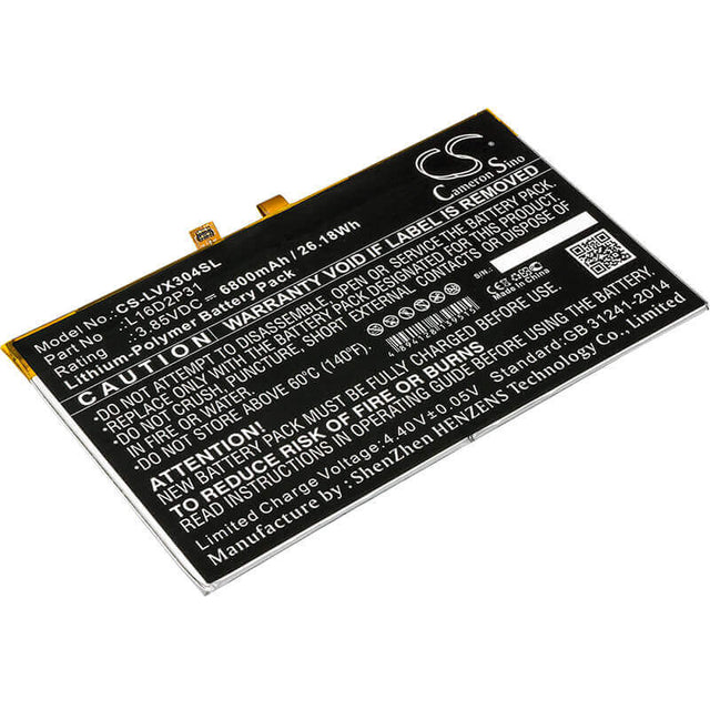 Battery For Lenovo, Tab 4 10, Tab 4 10.1' Tab4 10-za2j0030se 3.85v, 6800mah - 26.18wh Tablet Cameron Sino Technology Limited   