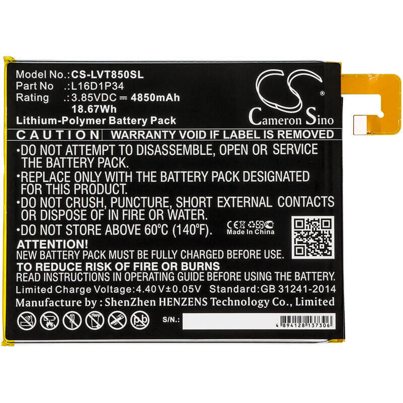 Battery For Lenovo, Tab 4, Tab4' Tb-8504f 3.85v, 4850mah - 18.67wh Tablet Cameron Sino Technology Limited   