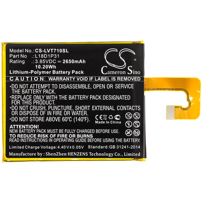 Battery For Lenovo, Tab E7, Tb-7104f, 3.85v, 2650mah - 10.20wh Tablet Cameron Sino Technology Limited   