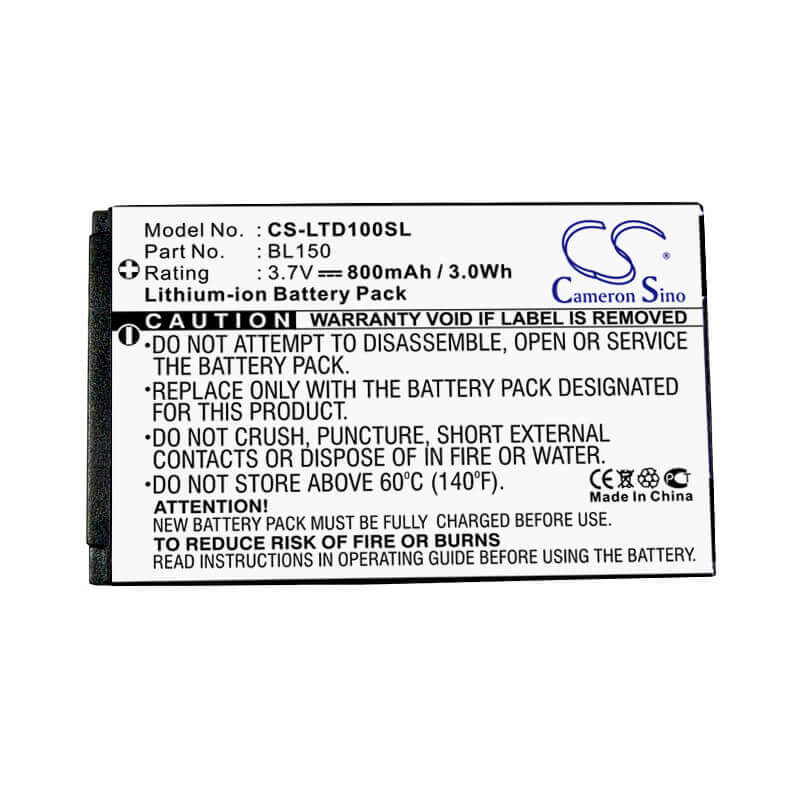 Battery For Lenovo Td100 3.7v, 950mah - 3.52wh Mobile, SmartPhone Cameron Sino Technology Limited   